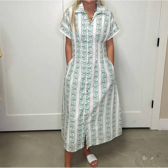 THML Dresses & Skirts - NEW THML coastal garden midi dress in white/ green